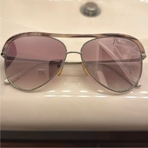 Tom Ford Women’s Silver Frame Sunglasses with Pink Lenses